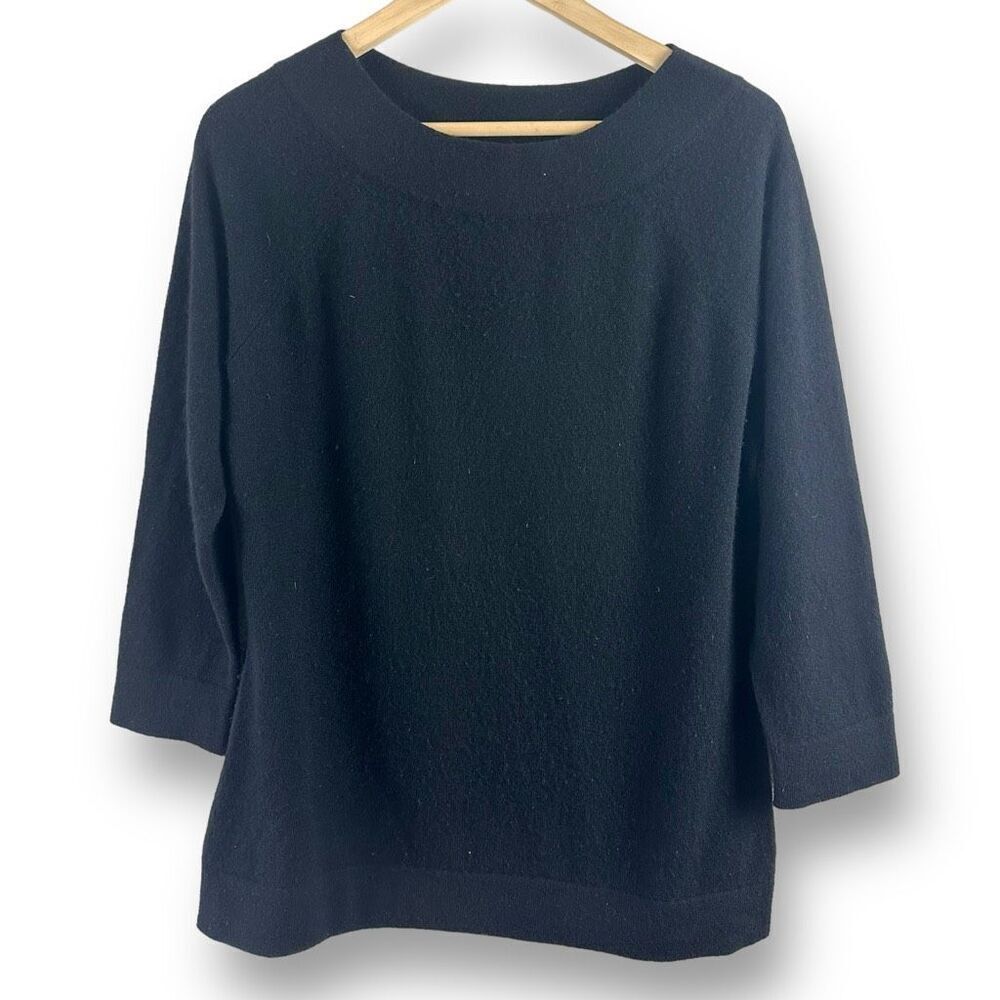 Charter Club Womens L 2-Ply 100% Cashmere Sweater Solid Black Classic Minimalist
